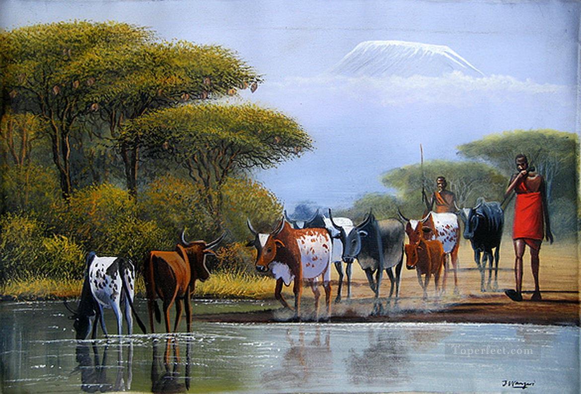 Traverser la rivière de l’Afrique Peintures à l'huile